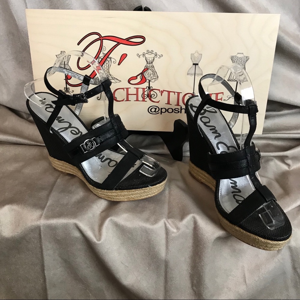 Sam Edelman | Espadrille Wedges | Black & Tan | 9
